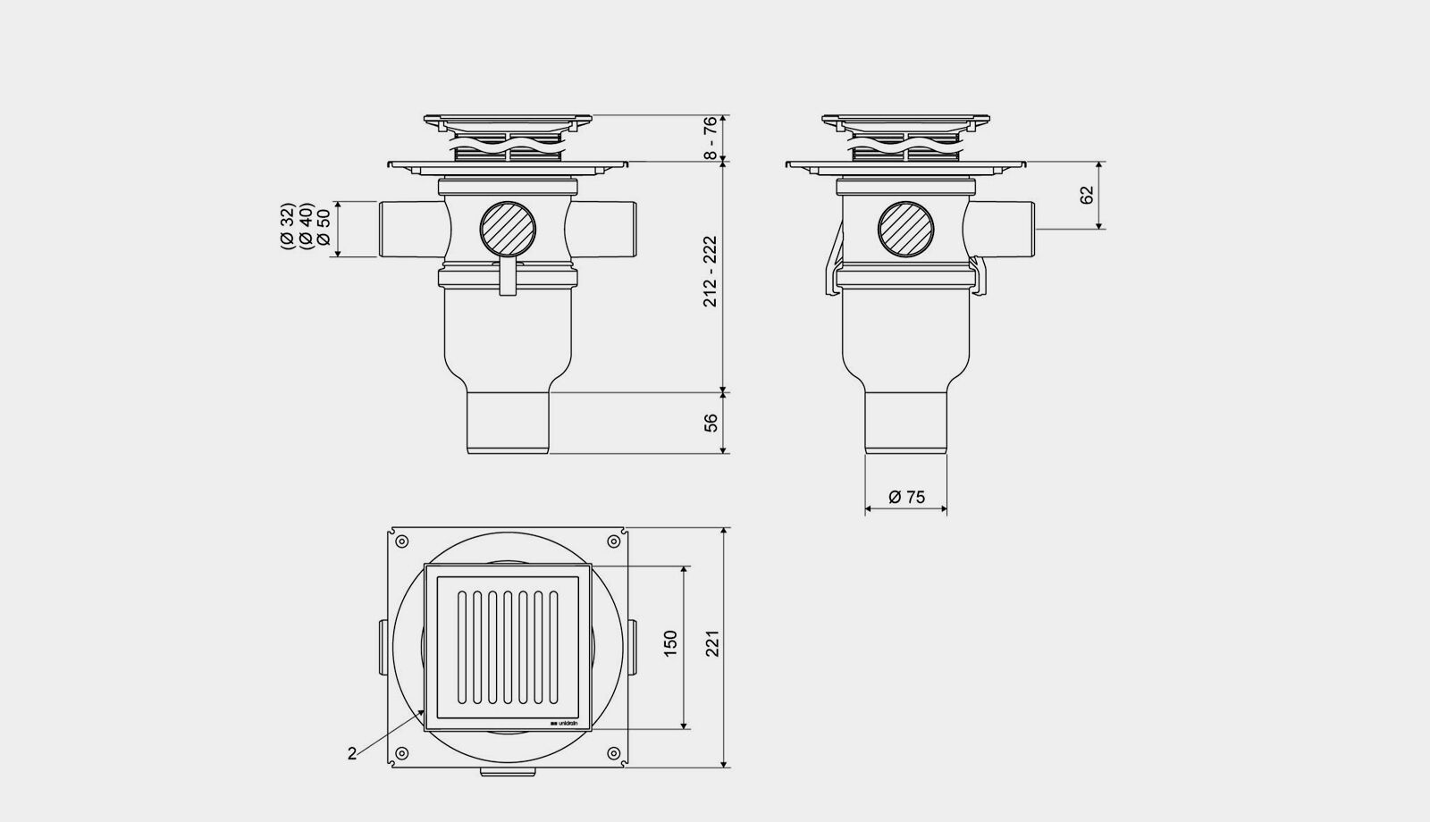 ill_80240075 Kvadrat Column 15x15, Ø75/110 lodret , sampak 4